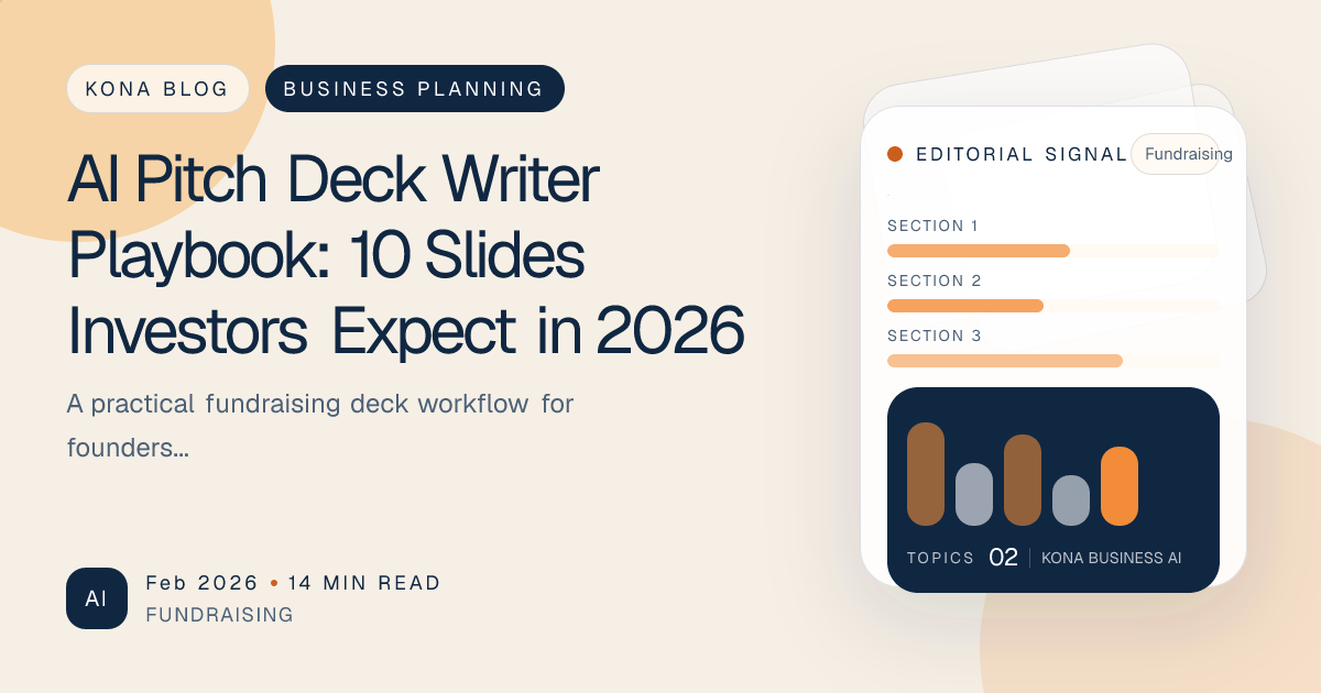AI pitch deck writing workflow with ten-slide investor narrative map