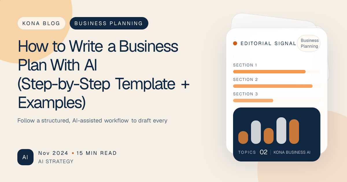 Illustration of founders using AI to assemble a business plan dashboard